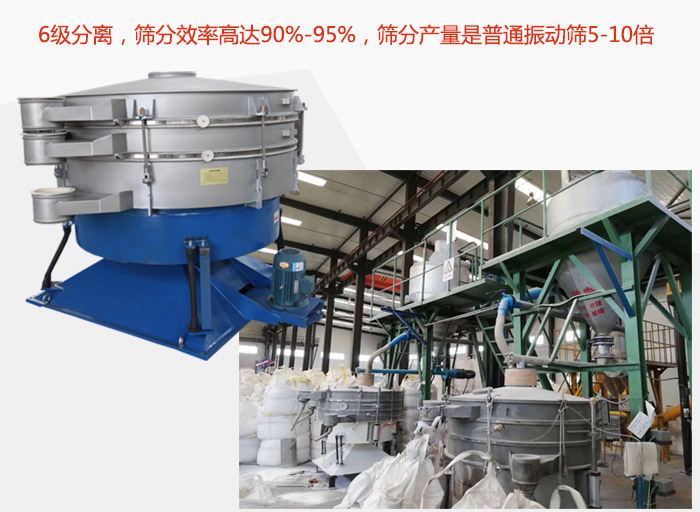 搖擺篩采用6級(jí)分離，篩分效率高達(dá)90%-95%，篩分產(chǎn)量是普通振動(dòng)篩5-10倍