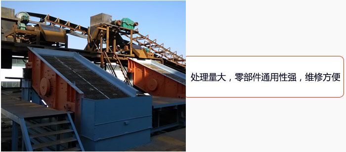 圓振動(dòng)篩處理量大，零部件通用性強(qiáng)，維修方便。