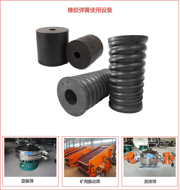 橡膠彈簧適用設備：旋振篩，礦用振動篩，直排篩等